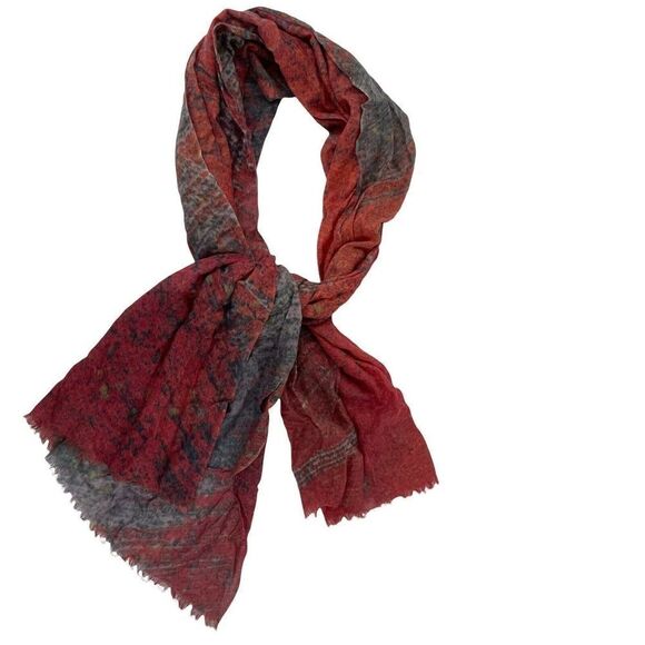 Lincoln Kelly George Gerster Collection Scarf Head Wrap Silk Cashmere Red Design - Picture 1 of 10